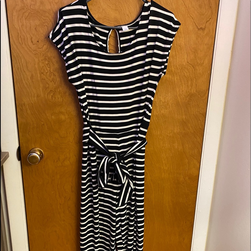 Black and White Striped Jumpsuit